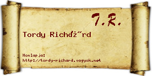 Tordy Richárd névjegykártya